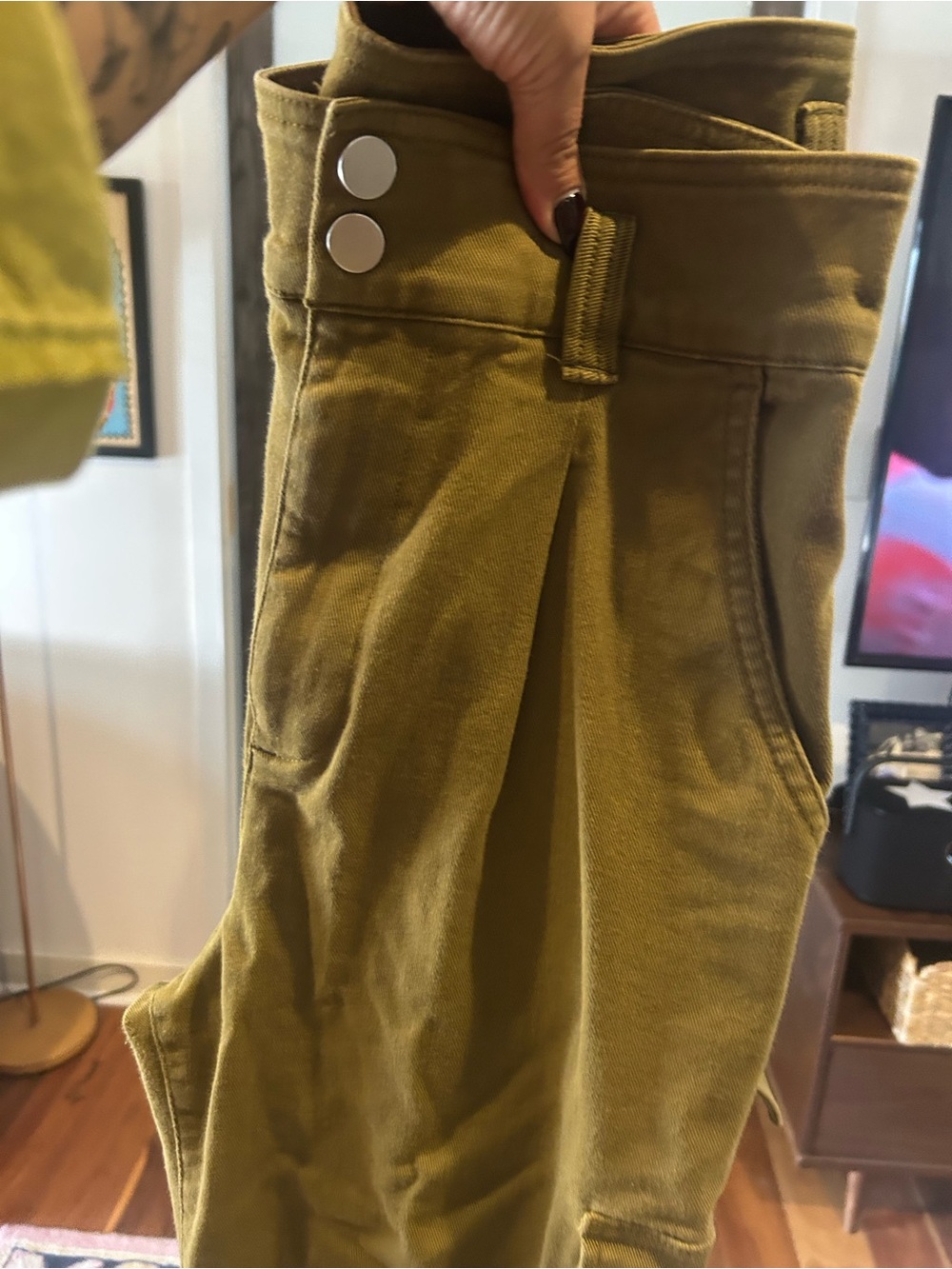 GAP Olive Green High-Waist Wide-Leg Pants